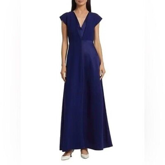 NWT ST. JOHN Satin Crepe Floor-Length Gown - Dark Cobalt10